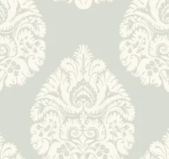 New York KT2145 Light Grey Teardrop Damask Wallpaper
