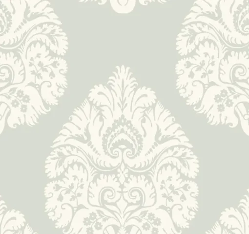New York KT2145 Light Grey Teardrop Damask Wallpaper