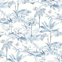 New Brewster 3120-12074 Lagoon Blue Scenic Island Wallpaper
