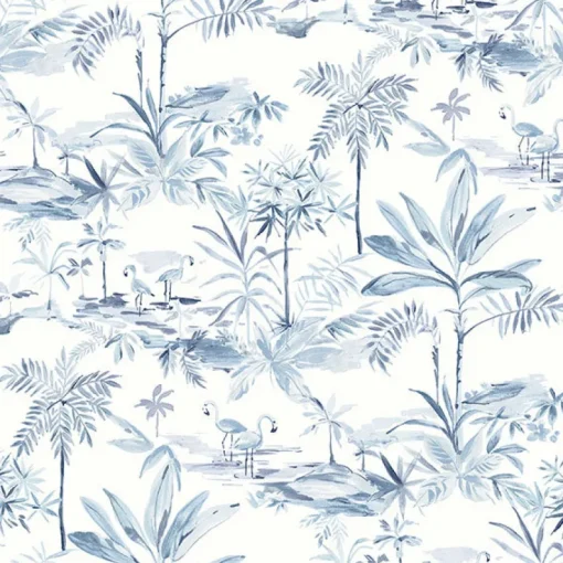 New Brewster 3120-12074 Lagoon Blue Scenic Island Wallpaper
