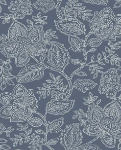 Best Brewster/ASP 2861-25734 Larkin Blue Floral Wallpaper