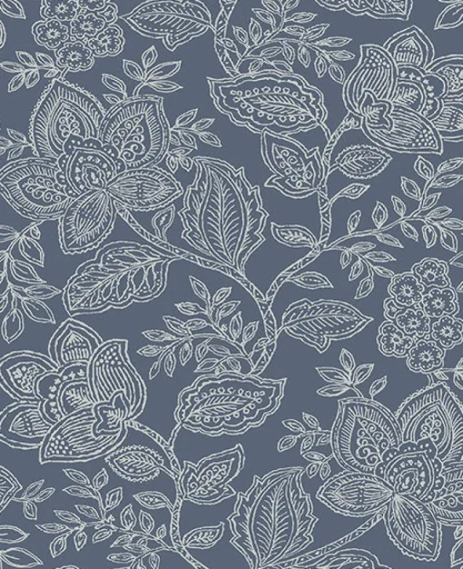 Best Brewster/ASP 2861-25734 Larkin Blue Floral Wallpaper