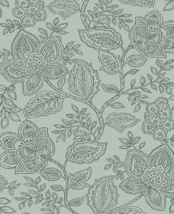 Hot Brewster/ASP 2861-25737 Larkin Green Floral Wallpaper