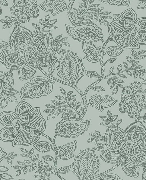 Hot Brewster/ASP 2861-25737 Larkin Green Floral Wallpaper