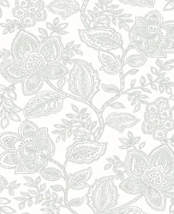 Outlet Brewster/ASP 2861-25733 Larkin Grey Floral Wallpaper