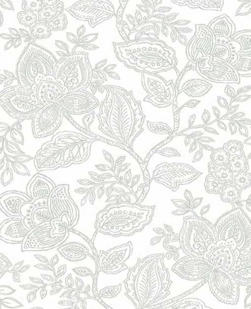 Outlet Brewster/ASP 2861-25733 Larkin Grey Floral Wallpaper