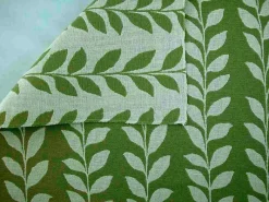 Online Laura Kiran Leaf Doublecloth Green Natural Fabric