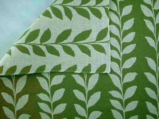 Online Laura Kiran Leaf Doublecloth Green Natural Fabric