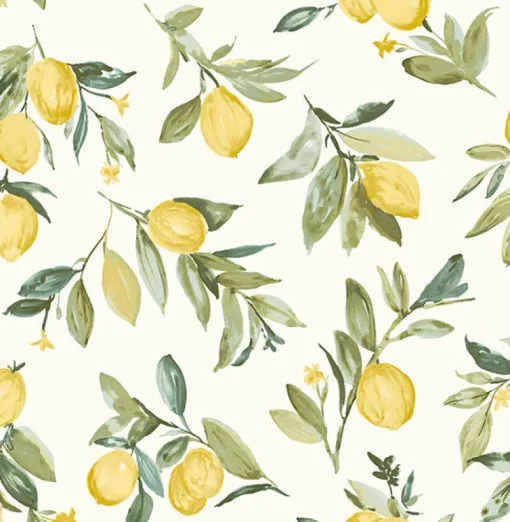 Best Brewster 2904-25687 Limon Yellow Fruit Wallpaper