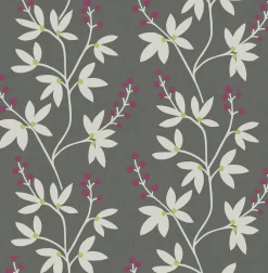 Discount Brewster/ASP 2901-25439 Linnea Elsa Dark Brown Botanical Trail Wallpaper