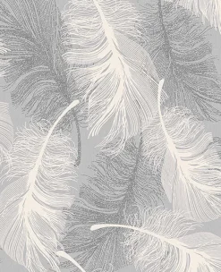 Outlet Brewster 2836-M0923 Alonso Grey Plume Wallpaper