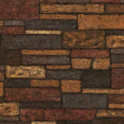 Fashion Brewster 2767-41394 Madeline Brown Stone Texture Wallpaper