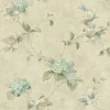 Clearance Brewster 3123-76305 Magnolia Teal Hydrangea Trail Wallpaper