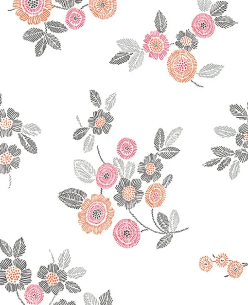 Clearance Brewster/ASP 2744-24128 Malaga Pink Floral Wallpaper