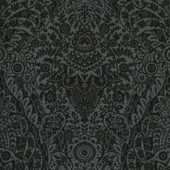 Outlet Brewster/ASP 2973-87365 Maris Charcoal Flock Damask Wallpaper