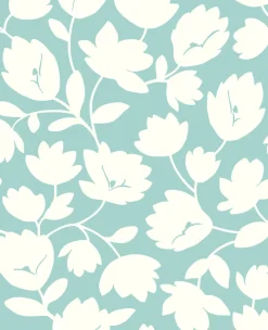 Clearance Brewster/ASP Matilda Turquoise Floral Wallpaper