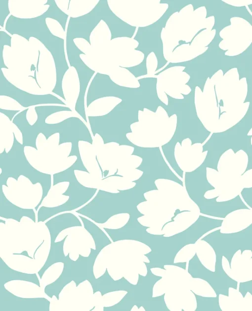 Clearance Brewster/ASP Matilda Turquoise Floral Wallpaper