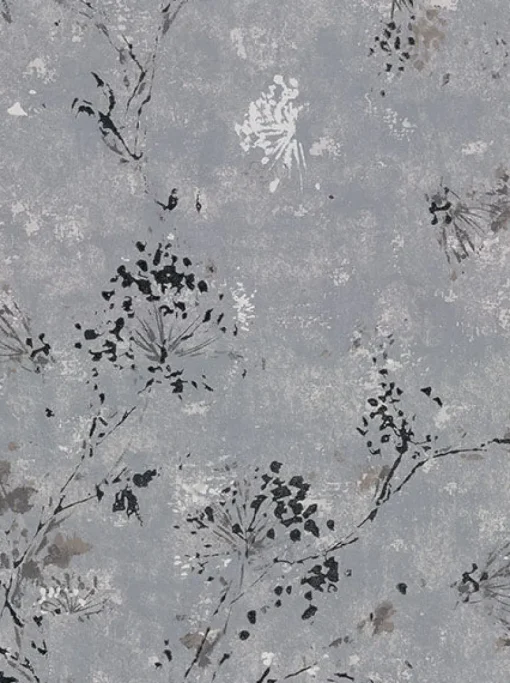 Discount Brewster 2904-00306 Misty Charcoal Distressed Dandelion Wallpaper