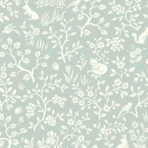 Best York MK1111 Fox & Hare Green Wallpaper