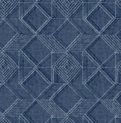 Discount Brewster/ASP 2969-26017 Moki Blue Lattice Geometric Wallpaper