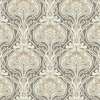 Sale Brewster/ASP 2970-26150 Mucha Dark Grey Botanical Ogee Wallpaper