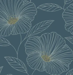 Discount Brewster/ASP 2764-24318 Mythic Blue Floral Wallpaper