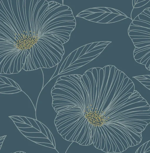 Discount Brewster/ASP 2764-24318 Mythic Blue Floral Wallpaper