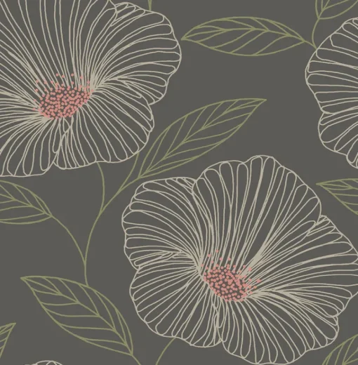 Discount Brewster 2904-24319 Mythic Brown Floral Wallpaper