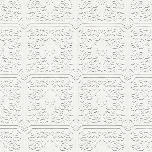 Fashion Brewster 4000-96291 Nico White Tin Ceiling Square Paintable Wallpaper