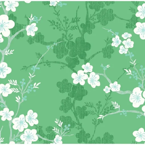 Hot Brewster/ASP 2973-90103 Nicolette Green Floral Trail Wallpaper