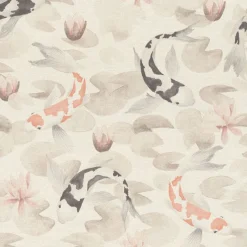 Hot Brewster 4035-409420 Nobu Beige Koi Fish Wallpaper