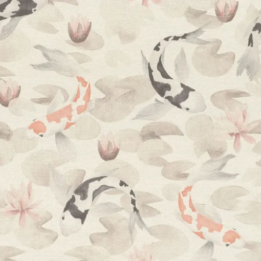 Hot Brewster 4035-409420 Nobu Beige Koi Fish Wallpaper