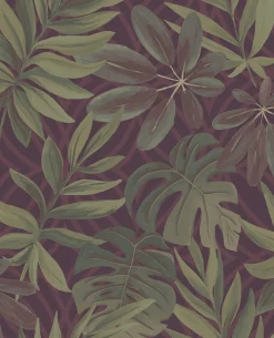 Online Brewster/ASP 2763-24243 Nocturnum Maroon Leaf Wallpaper