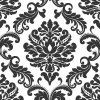 Fashion Brewster NU1646 Ariel Black and White Damask Peel and Stick Wallpaper