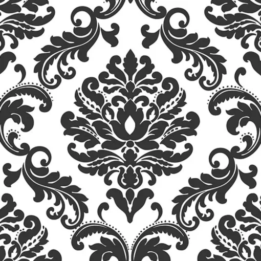 Fashion Brewster NU1646 Ariel Black and White Damask Peel and Stick Wallpaper