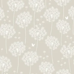 New Brewster NU1651 Dandelion Taupe Peel And Stick Wallpaper