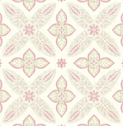 Online Brewster/ASP Off Beat Ethnic Pink Geometric Floral Wallpaper