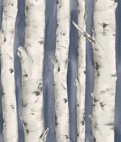 New Brewster 3118-12604 Pioneer Denim Birch Tree Wallpaper