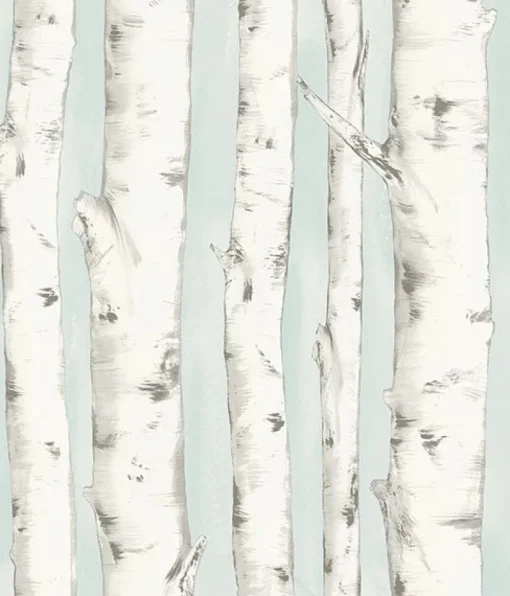 Best Brewster 3118-12602 Pioneer Light Blue Birch Tree Wallpaper