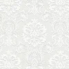 Best Brewster 4000-32808 Plouf White Damask Paintable Wallpaper