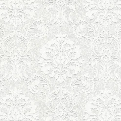 Best Brewster 4000-32808 Plouf White Damask Paintable Wallpaper