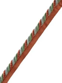 Best Stock/Fabricut 03930 Poppy Field Green Pink 3/8 inch Lip Cord Jaclyn Smith Trim