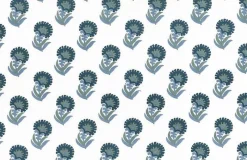 Discount Laura Kiran Puru Print Blues Fabric