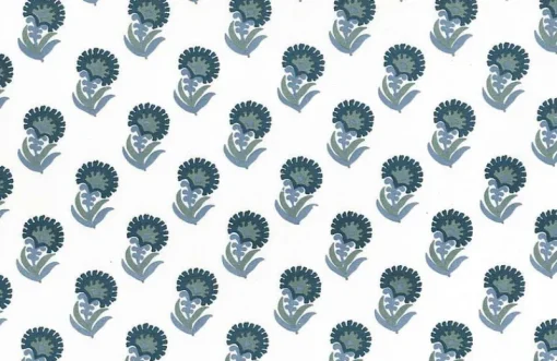 Discount Laura Kiran Puru Print Blues Fabric