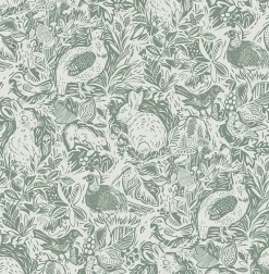 Sale Brewster/ASP 2861-25724 Revival Dark Green Fauna Wallpaper
