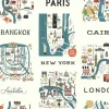 Clearance York RI5162 Blue/Red City Maps Wallpaper