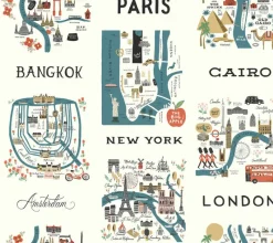 Clearance York RI5162 Blue/Red City Maps Wallpaper