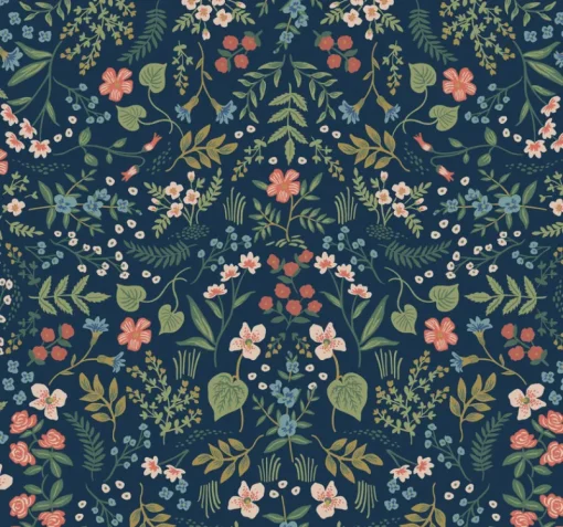 Hot York RI5154 Navy Blue Pink Green Wildwood Rifle Paper Wallpaper