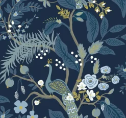 Outlet York RI5172 Navy Peacock Wallpaper