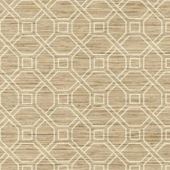Clearance Stock/York/Roomates RMK11191WP Beige Coastal Trellis Faux Grasscloth Peel & Stick Wallpaper
